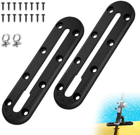 homdat 2 Stück Kajak-Schiene für Halterung, mit 2 Kajak Ringhaken, Kajak-Halterung für Rutenhalter, Clip, Schienenhalterung, Kajak Zubehör für Motorboote, Kajaks, Kanus (17.9cm)