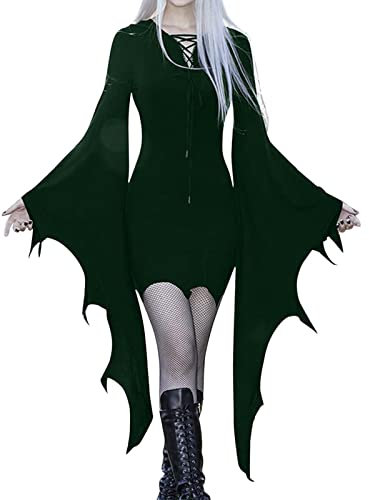 Rouingdd Gothic Kleidung Damen Festlich Mit Schnürung Corsagenkleid Feenkleid Retro Elegant Maxikleid Kleider Gothic Trompetenärmel Kostüm Partykleid Viktorianisches Prinzessin Cosplay Dress