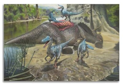 XHHOKA Dinosaurier-Poster, Velociraptor, prähistorische Dinosaurier, dekorative Leinwand, Wand- und Kunstposter, Gemälde, 30 x 45 cm