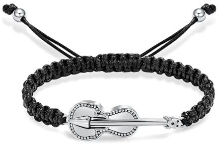 AIWENXI Bracelet de crémation de guitare pour cendres musique guitare urne bracelet pour hommes femmes acier inoxydable corde tressée bracelet guitare amoureux souvenir bijoux, 1.57, No Gemstone