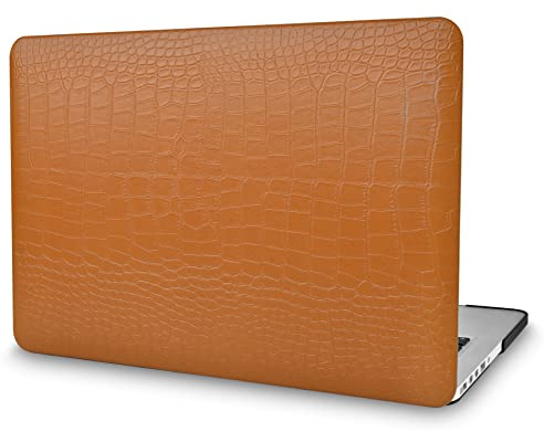 KECC Compatible with MacBook Pro 14 inch Case 2025 2024 2023 2022 2021 Release M4 M3 M2 M1 A3112 A3401 A3185 A2918 A2992 A2779 A2442 Italian Leather Hard Shell Case, Matte Chestnut Crocodile Leather