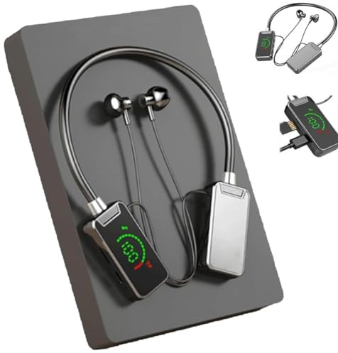 Explcior Wireless Sound Card Live Streaming Earphones,Waterproof Wireless Neckband Bluetooth Headphones with Display,Wireless Sound Card Live Broadcasting and Audio Editing Earphones(Black)