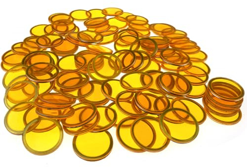 100 Lottochips mit Metallringen – Zubehör für Schachspiel, transparent, für Bingo-Liebhaber (orange)