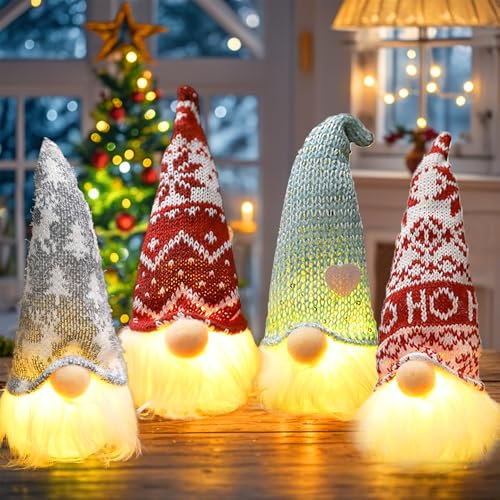 Sunshine smile Weihnachtswichtel Plüsch,Wichtel Figuren Weihnachten Deko (A-4Pcs)