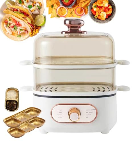 forplubossmmp Olla Eléctrica Multifuncional para Cocinar Al Vapor Y Hacer Shabu De 10,5L, Olla De Vapor De Doble Capa, Vaporera De Alimentos Apilable Visual, Revestimiento Antiadherente 1200W, 2 En 1