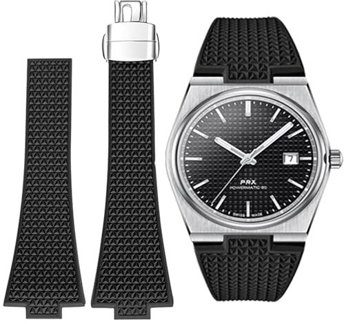 Armband für Tissot PRX, weiches Fluorkautschuk, Faltschließe, Band für Tissot PRX, zugeschnitten auf Größe 11/12 mm, für Herren und Damen, Ersatzarmbänder für Tissot PRX Serie, 35 mm, 40 mm, 35 mm,