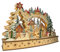 Wichtelstube-Kollektion XL LED Schwibbogen Weihnachtsdorf Lichterbogen Weihnachten Echtholz Schwippbogen mit Podest, Trafo und Batteriebetrieb möglich, inkl. Timer 45cm