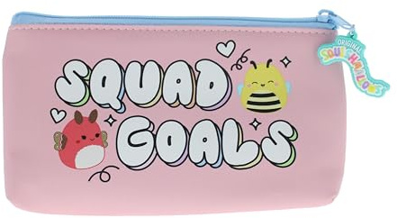 Blueprint Collections Squishmallows Pencil Case for Girls | Cute Zip Pouch for School Supplies & Stationery | Squad Goals Design | Back to School Accessories & Gifts