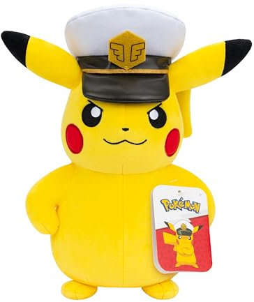 Bandai Pokémon – Plüsch-Kapitän Pikachu – Plüschtier 20 cm sehr weich – Geschenkidee Plüsch Pikachu Kinder und Erwachsene – Spielzeug für Kinder ab 2 Jahren – Offizielles Lizenzprodukt – JW4373