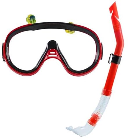 LCQSYE Tauchmasken Schnorchelausrüstung für Erwachsene, Weitwinkel-Schnorchelmaske, Schnorchelset für Erwachsene für Schnorcheln und Gerätetauchen Schnorchelmaske(Red)