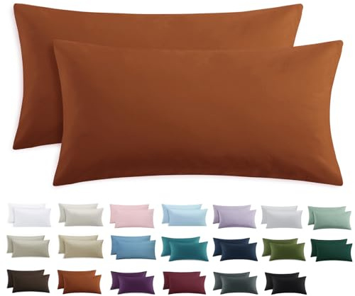 Tifschlaf Kissenbezug 40 x 80 2er Set - Kopfkissenbezug 40x80 Orange mit Reißverschluss aus Mikrofaser Weich, 40x80cm Pillow Case