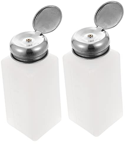 WEKADRIN 2pcs 250ml Anti-static Liquid Pump Bottles, Press down Dispenser for Alcohol Nail Polish Remover, White Plastic Containers for Travel and Home Use