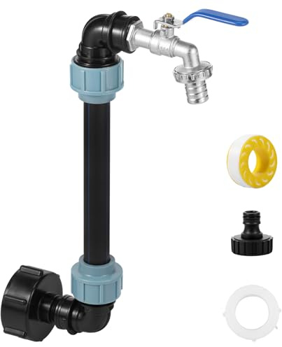 IBC Schwanenhals 3/4 Auslaufhahn mit 25cm Verlängerungsrohr IBC Tank Schwanenhals Zinklegierung Kein Wasseraustritt Regenfass Auslaufhahn IBC IBC Tank Zubehör für 1000l Regenwassertank
