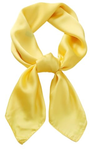 CHUNG Women's Scarf Satin bandanas Fashion Girls Scarves Wraps Emulation Silk Handbag retro 50s Hair Ribbons Handkerchief Necktie Square 70 * 70cm,Yellow