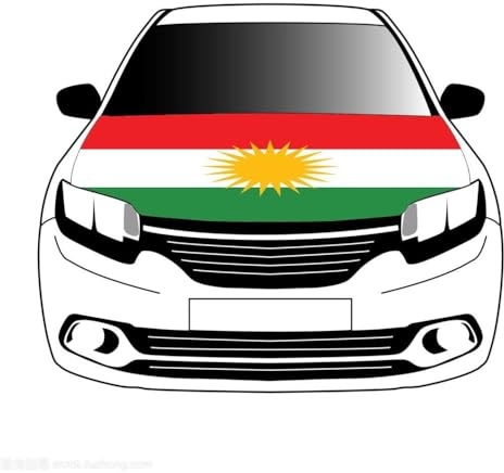 Flaggen Motorhaubenabdeckung,Gelbe Sonne Kurdistan Motorhaube Banner,Mann Slip-On Waschbar Super Elastisch Wetterfester Stoff,Nicht Klebendes Banner 3.3X5 Ft Passend Für Die Meisten Gedruckten A