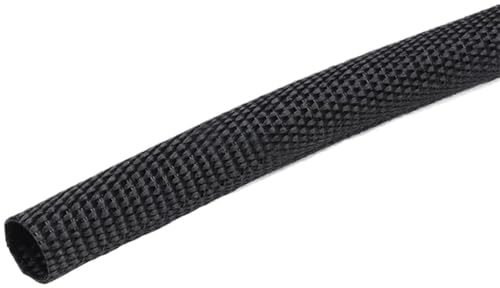 1 Stück schwer entflammbares Glasfaser-Kabelschutzrohr – 200 °C, Schrumpfschlauch aus geflochtenem Draht for Drähte, Stromkabel(Black,8mm x 1M)