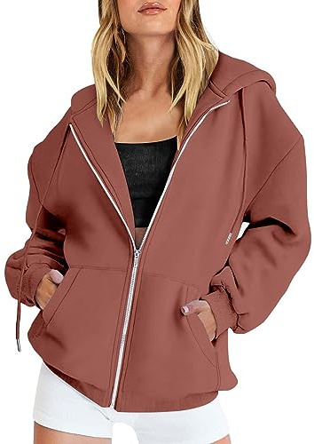 Générique Sweat Zippé Femme Grande Taille, Veste Legere Femme Chic Sweatshirt avec Poche Hoodie Décontracté Manteau Automne Manteaux Ample Veste Polyvalent Vêtements Oversize Survêtement Sweat