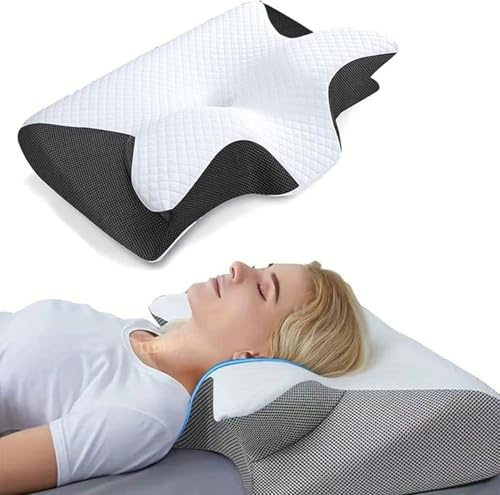 XRDSHY pillowdaddy Pillow Daddy Das Nacken - Therapiekissen Ergonomisches Memory Foam Kissen – Nackenstützkissen für Seiten, Rücken & Bauchschläfer,Schwarz-Kissen + Kissenbezug