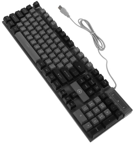 MERRYHAPY Clavier Mécanique Filaire 104 Touches Rétroéclairé Rvb pour Joueurs, Design Bicolore Gris-Noir, Frappe Silencieuse Confortable, Usage Gaming Pc Et Accessoires Informatiques