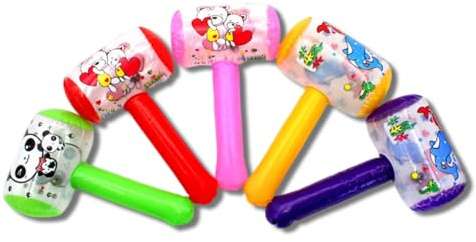 QUXVUIS Zufällige Farbe Kinder Aufblasbarer Hammer mit Glocke Interaktionsspiel Kunststoff Cartoon Muster Spielen Spielzeug Zubehör