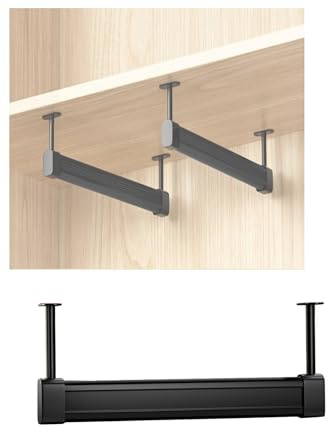 Verstellbare Kleiderstange zur Deckenmontage – Kleiderstange, geeignet for Kleiderschränke und Waschküchen (Schwarz, U-förmig)(30cm)