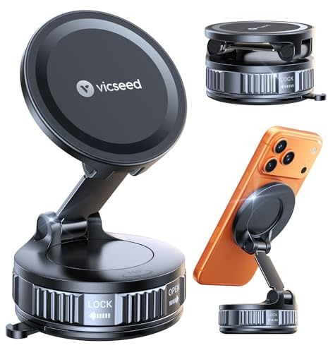 VICSEED Handyhalterung Auto Magnet für MagSafe Autohalterung[Starke Vakuum] | 36kg Nano-Saugnapf,20x N58 Magnete,Magnetische KFZ Handyhalterung für iPhone,Samsung,Alle Handys,für Armaturenbrett & Scheibe