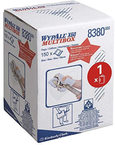 WypAll® X60 General Clean™ 8380, 1-lagige, blaue Reinigungstücherrolle mit Zentralentnahme für allgemeine Reinigungsaufgaben, 1 Rolle x 150 Tücher (insges. 150)