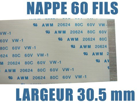 KALEA-INFORMATIQUE Flache Flexible FPC-Matte 60 AWM-Drähte, Raster 0.5mm Länge 200mm Breite 30.5mm. Anschlüsse auf derselben Seite der FPC-Matte.