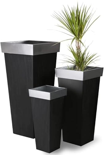 Primrose Medium Garden Zinc Tall Flared Square Planter 89cm x 40cm (35in x 15.7in)