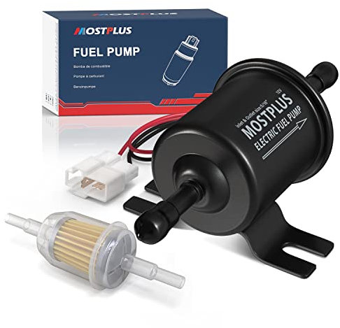 MOSTPLUS Universal Low Pressure - Gas Inline Metal Solid Petrol - 12V Heavy Duty Electric Fuel Pump w/Fuel Filter- Compatible with Motorcycle Carburetor ATV
