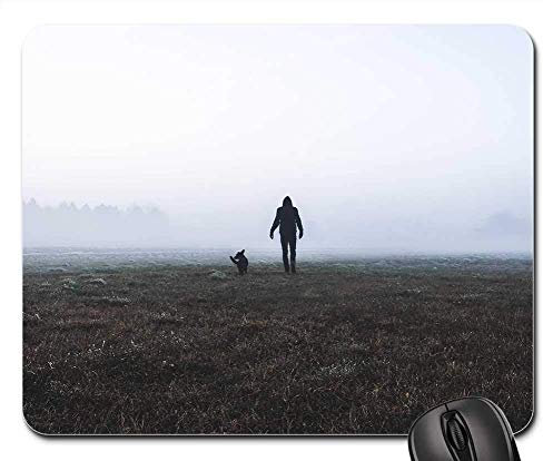 Gaming-Mauspads, Mäusematte, Nebel-Kaltwetter-Baum-Betriebsfeld-Gras im Freien