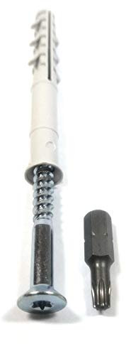 Rahmendübel mit Schraube | RKT Ø 8x100 mm, 100 Stück Rahmendübel + 1 Bit T30 | kurze Spreizzone, Dübel aus 100% NYLON | Hüfner Made in Germany