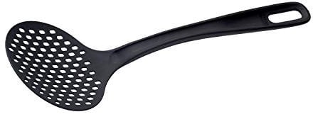 PIAZZA - Schiumarola in Nylon Nero da Cucina (Diametro 12cm) con Comodo e Pratico Manico. Mestolo per Friggere Cibo e Scolapasta, Spaghetti, Noodles, Verdure