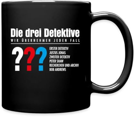 Spreadshirt Die Drei Fragezeichen Detektive Visitenkarte Tasse Einfarbig, One size, Schwarz