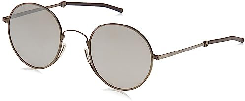 ThinOptics Runde Sonnenbrille - Verspiegelte polarisierte schwarze Gläser mit grauem Rahmen, Unisex-Sonnenbrille mit Aluminiumgehäuse