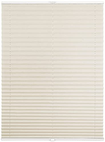 ondeco Plissee auf Maß Crushed-Optik für alle Fenster innen, Montage in Glasleiste mit Spannschuh, Sonnenschutz-Rollo lichtschutz und Blickdicht Beige B: 30-40 cm, H: 40-100 cm