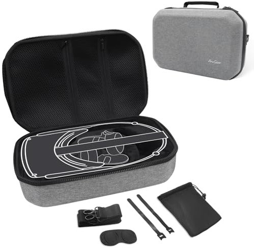 ProCase Hard Travel Case for Meta Quest 2, Controllers Accessories Shockproof EVA Hard Shell Carrying Case Storage Bag with Shoulder Strap for 3D VR Gaming Headset –Grey