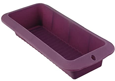 Tradineur - Molde para pastel de silicona, fuente para horno rectangular de silicona, bandeja para horno, color violeta, 6 x 30 x 10,5 cm