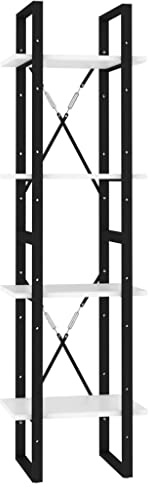 vidaXL Bücherregal 4 Fächer Wandregal Standregal Aufbewahrung Lagerregal Haushaltsregal Küchenregal Regal Weiß 40x30x140cm Holzwerkstoff