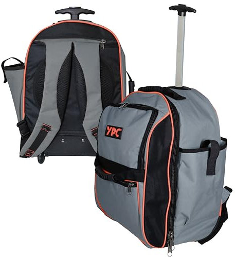 YPC Juggernaut Trolley Rucksack – 54x36x25cm, 50-55 Liter, Werkzeugrucksack XXL, wasserfest, Leichtlaufrollen, stabiler Teleskopgriff, Tragegriff, Schultergurt, Brustriemen, 15kg Tragkraft, Grau…
