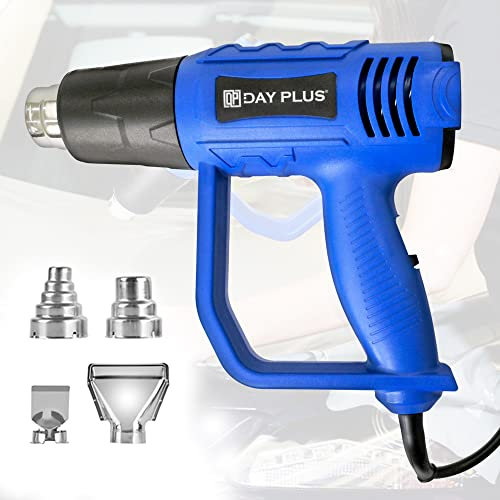 Pistolet à air chaud 2000 W - Charge lourde - Kit de ventilation à air chaud - Double réglage de la température Avec 4 buses pour travaux manuels, peinture à décoller, gaine thermorétractable et PVC