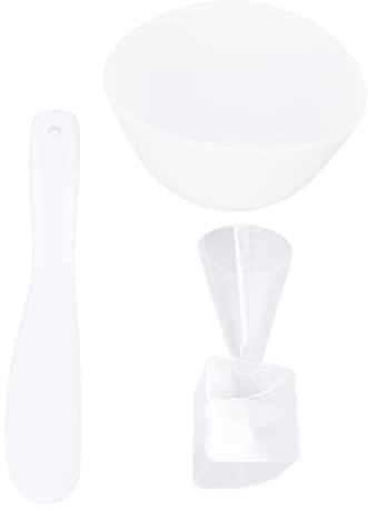 Face Mask Mixing Bowl Set, 3pcs Face Mask Bowl Spatula Set, Face Mask Tool Kit with Bowl, Silicone Brush, Spatula Measuring Spoon, Washable Clay Mask Applicator for Skin Care, White