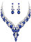Clearine Hochzeit Schmuck-Set Tropfen Strass Cluster Statement Halskette und Ohrhänger-Set Kostümschmuck für Damen Navy Blau Silber-Tone