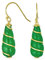 Klassische elegante echte Edelstein lange Kronleuchter dunkelgrüne Jade Tropfen Ohrringe für Frauen 14K Gelbgold Überzug mit verdrehtem Wirbelakzent .925 Sterlingsilber Drahtbügel.