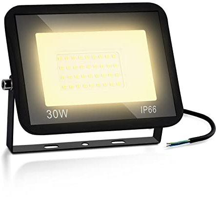 Sonnewelt 5pcs LED Strahler Außen, 30W Scheinwerfer Superhell 2550LM, 3000K Strahler Innen Warmweiß, IP66 Wasserfest Außenstrahler, 1m Stromkabel, für Hinterhof, Auffahrt, Garage