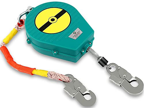 Höhensicherungsgerät, 3-20m Einziehbar Absturzsicherung Abseilgerät mit Doppelbremssystem, Höhensicherung Auffanggerät für Bedachungen und Gerüste, Belastung: 150kg(Size:10M)