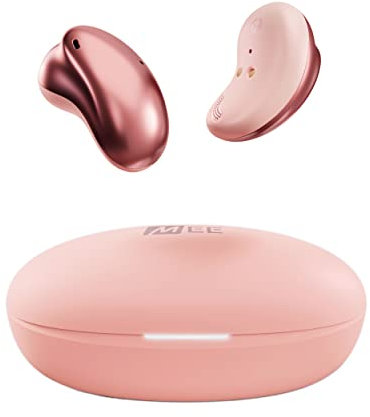 MEE audio Pebbles True Wireless Earbuds - Bluetooth 5.3 Low Profile in Ear Auriculares Ligeros con micrófono de Auriculares y reducción de Ruido de Llamadas para Entrenamientos(Rosa)