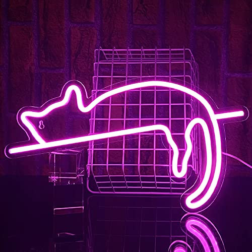 PILOYINDE Katze Led Schild Katze Neon schilder personalisiertes Usb Neon schild Geschenke für Jungen und Mädchen für Schlafzimmer Nachttisch Wohnzimmer Wanddekoration, Acrylnitril Butadien Styrol