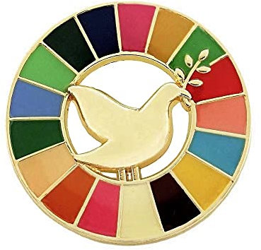 Broche de solapa esmaltado de paloma de la paz de las Naciones Unidas con 17 colores de medalla de los objetivos de desarrollo sostenible que representa patrones geométricos, Metal