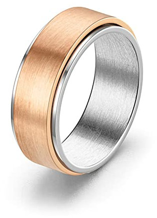 Epinki Anello Uomo Donna Acciaio Inossidabile 8MM Rotante Opaco Oro Rosa Gioielli Anelli Anti Stress Misura 12